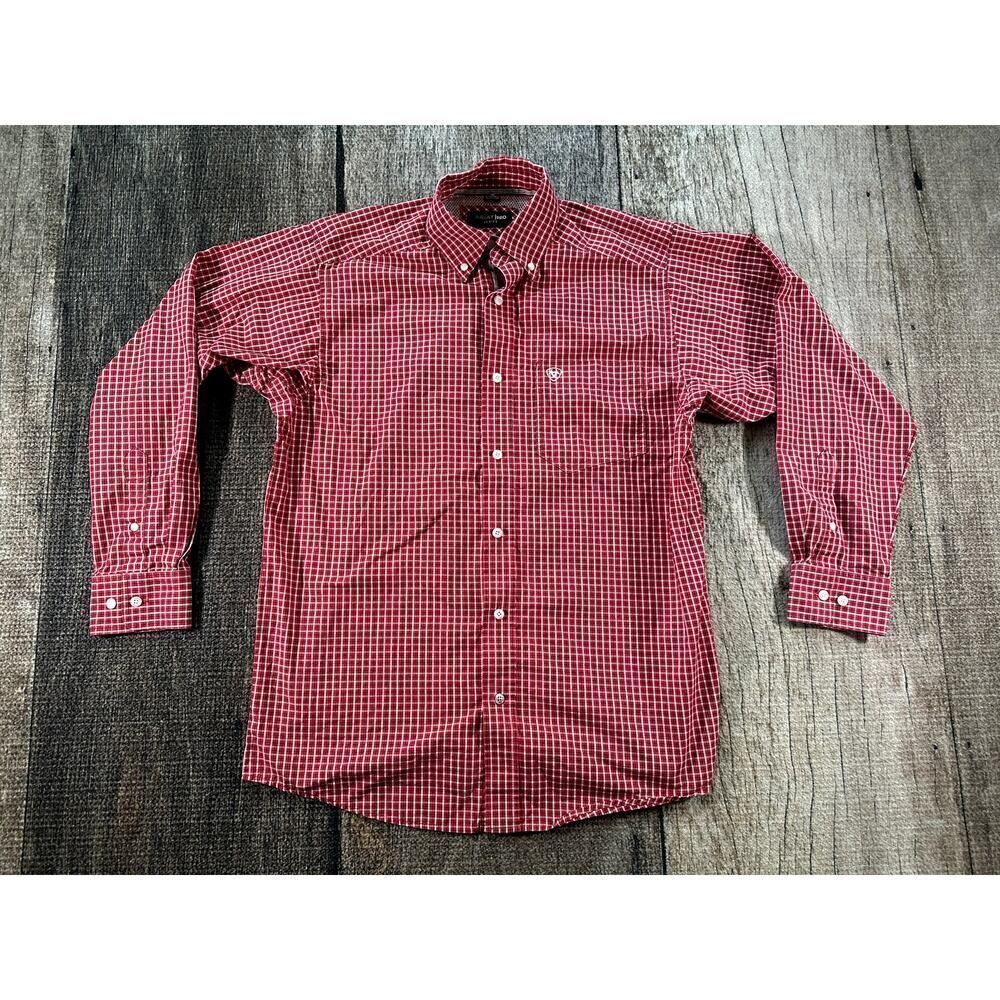 Ariat Red Black White Pro Series Button Down Shirt Small Rodeo
